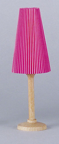 Stehlampe Holzfuß Plisseschirm rosa